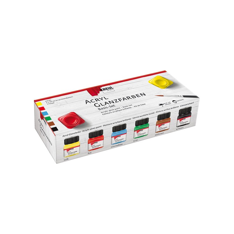 Akrila krāsu pamata komplekts, spīdīgs, 6 x 20 ml